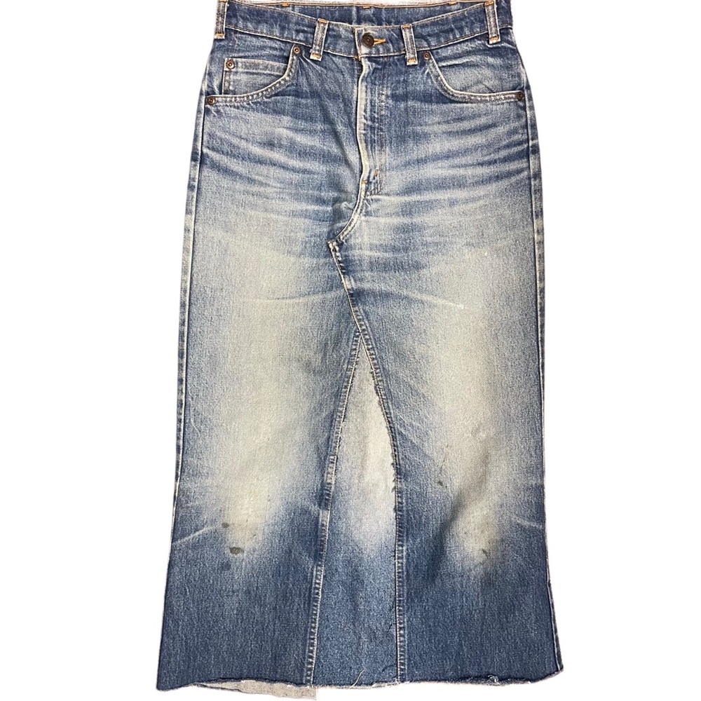 Deconstructed Vintage Levis Denim Jeans Maxi Skirt